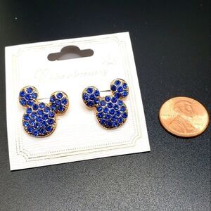 Mickey mouse earrings blue stone stud earrings